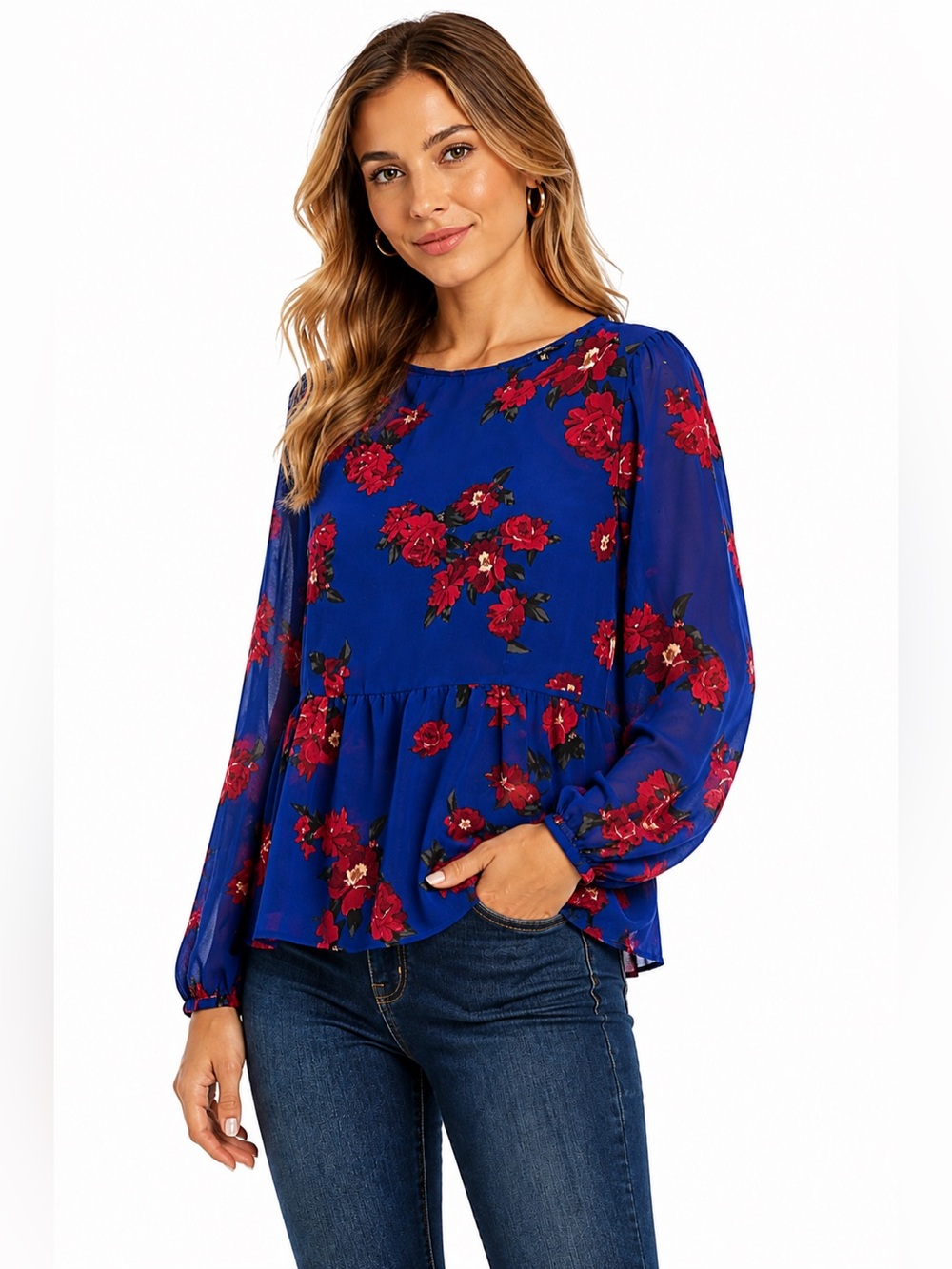 Dynamite ($60) Peblum Long Sleeve Blouse - PTP 19